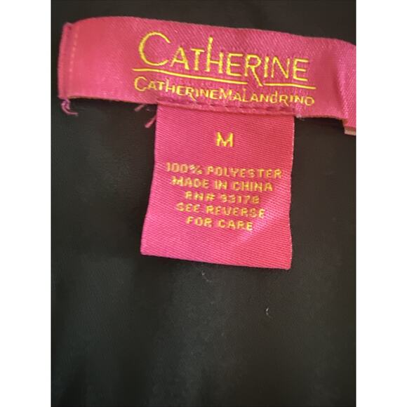 Catherine Malandrino Womens Medium Black V Neck Sheer Tunic Top LS Blouse - Picture 5 of 8